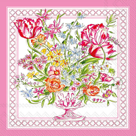 Paper Cocktail Napkins Pack of 20 Pink Botanical