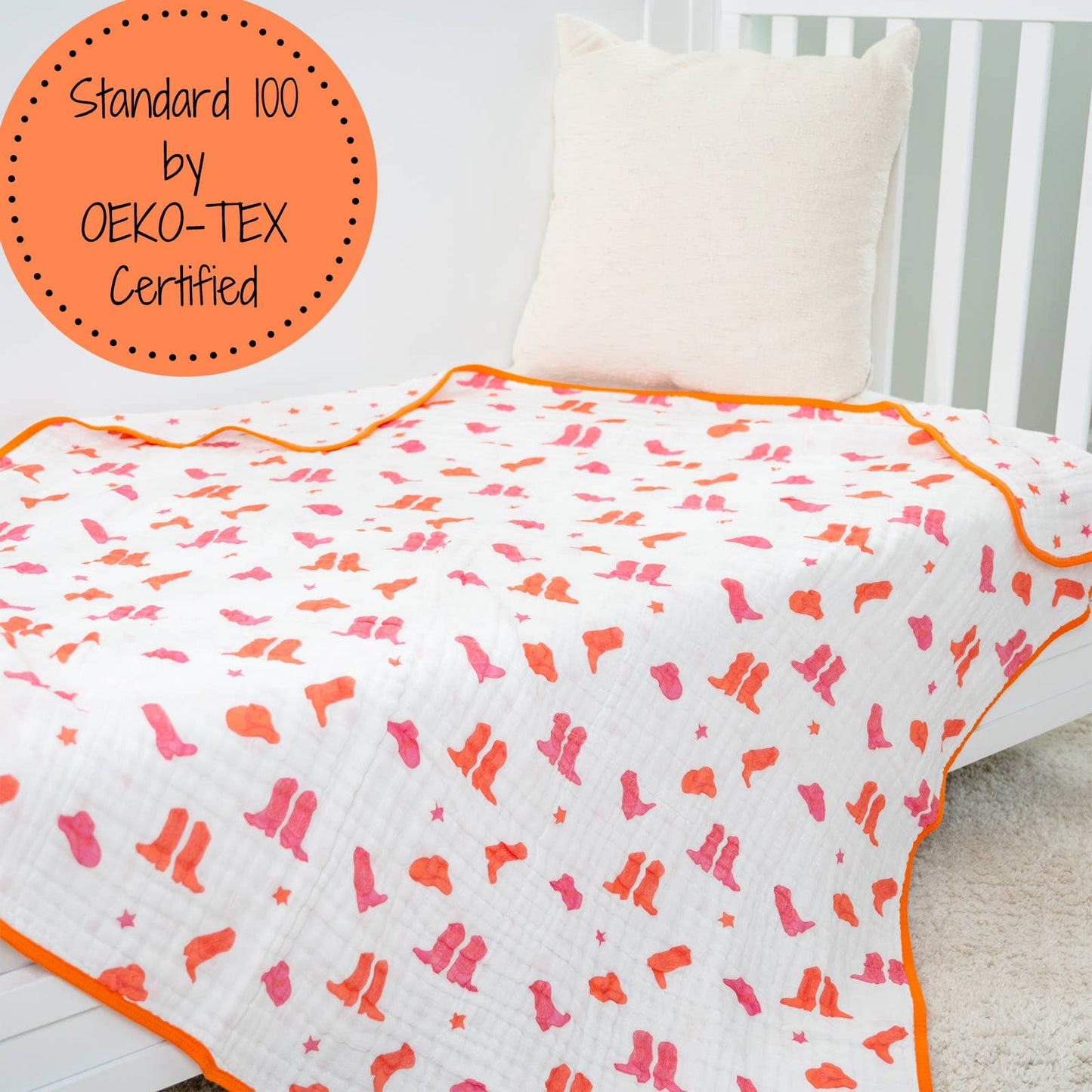 Life is Better in Pink Boot Baby Toddler Muslin Quilt