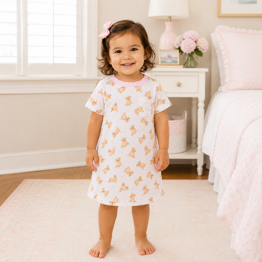Sweet Golden Nightdress - Pink