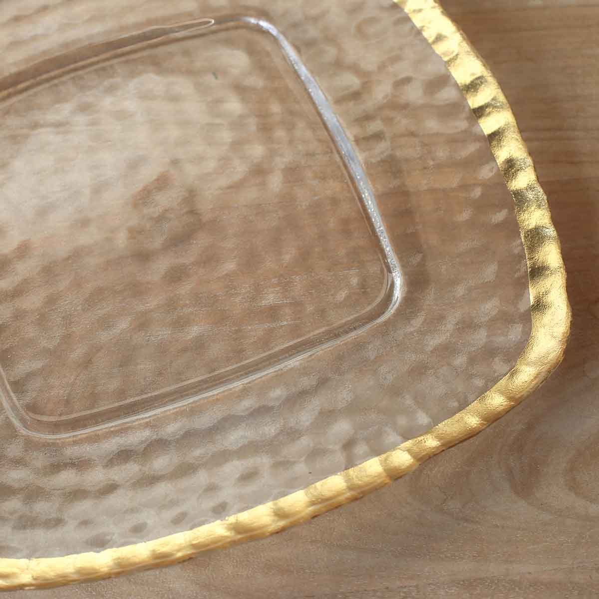 Palmer Textured Glass Plate Clear/Gold 12.25x12.25