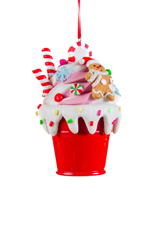 NEW - Hanging Red Bucket of Sweets Ornament