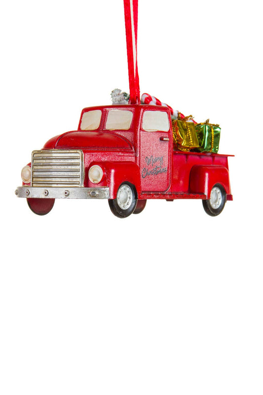 NEW - Hanging Red Overflowing Candy Truck Ornament