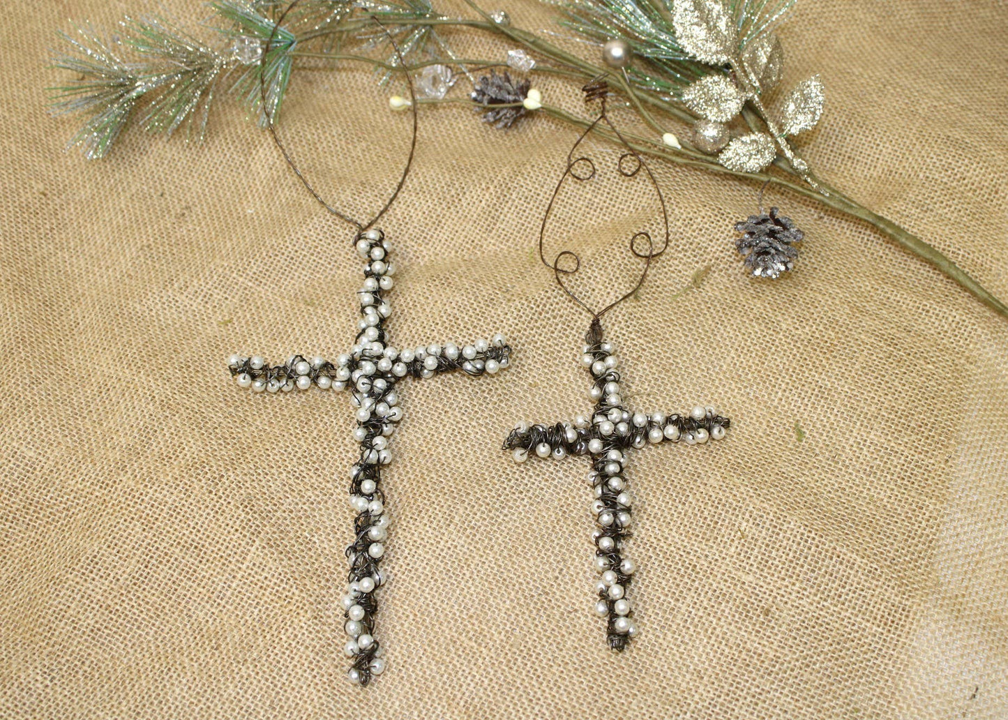 Pearl Cross Ornament