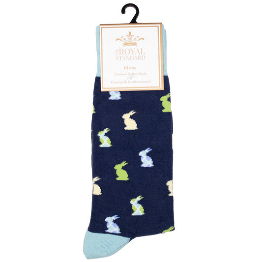 Men's Argyle Bunny Socks   Blue/Multi   One Size