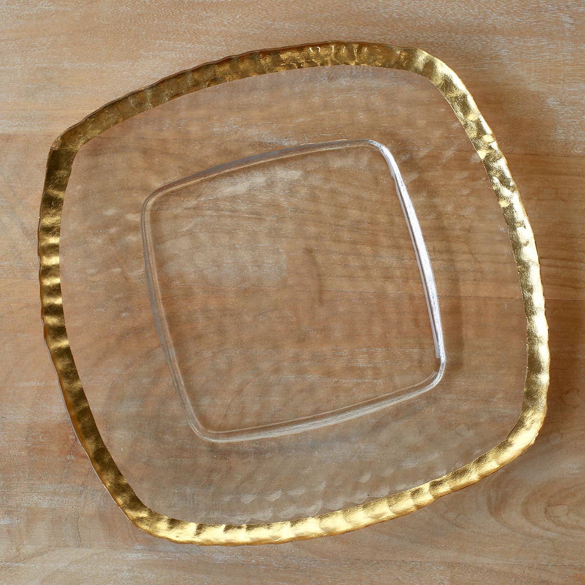 Palmer Textured Glass Plate Clear/Gold 12.25x12.25