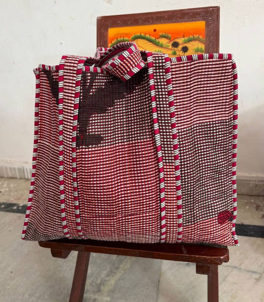 Patchwork Quilted Cotton Bag Block Print Jhola Bag Girls Bag
