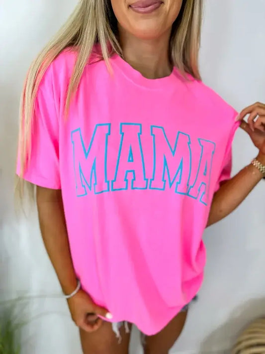 Mama Neon Pink Graphic Tee