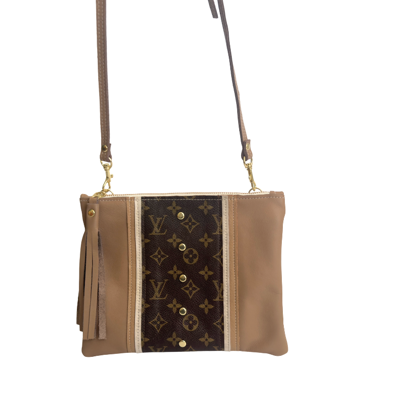 Caroline Crossbody Bag in Mocha Mousse Leather | Upcycled LV