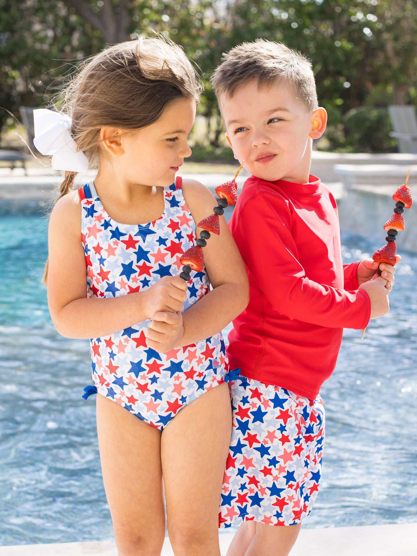 Shimmer Star Cross-Back One Piece Swimsuit
