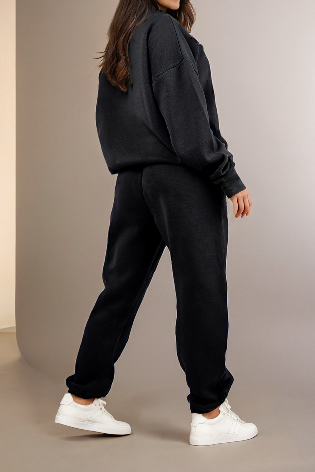 Women's Half Zip V Neck Sweatshirt and Pants Set Tracksuit