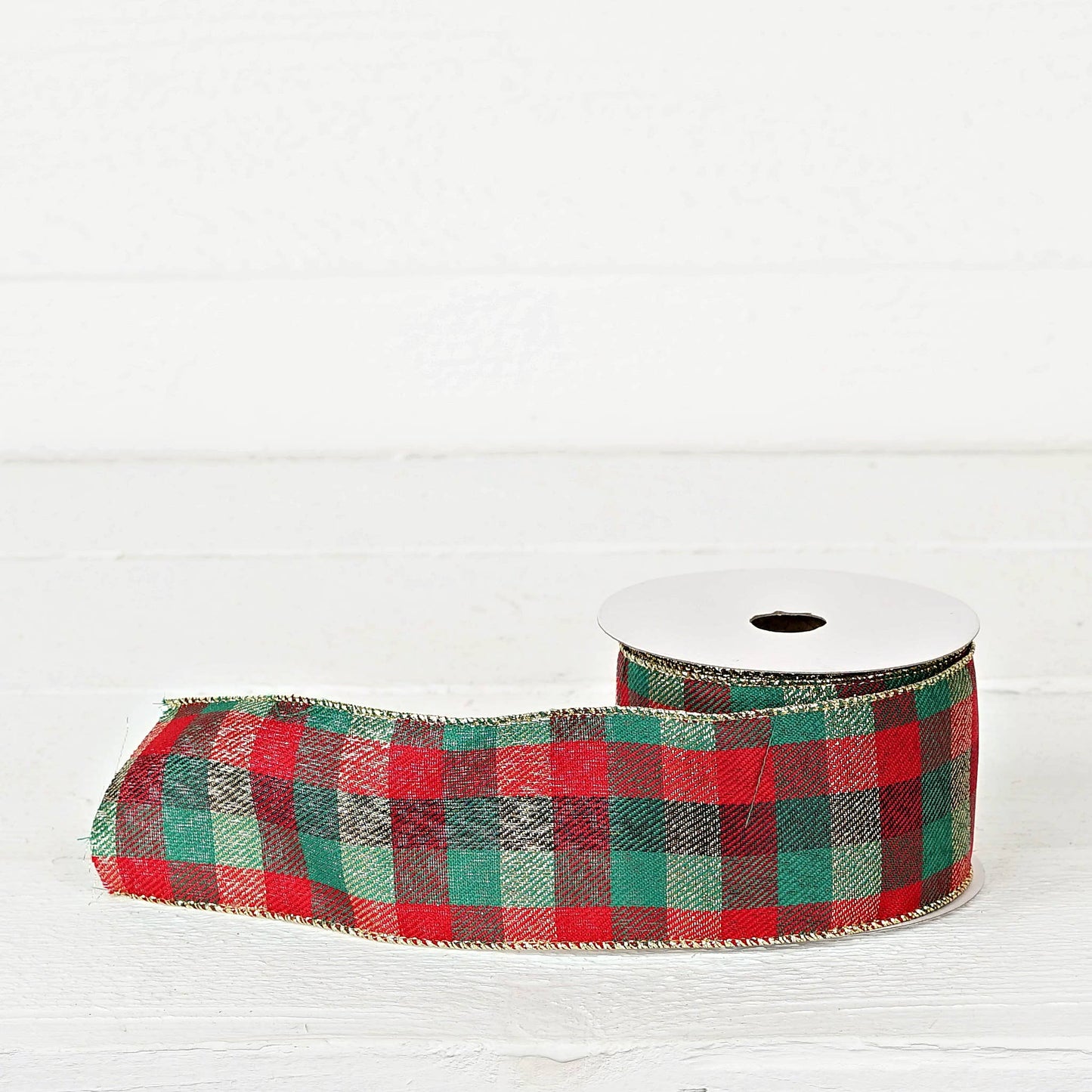 R32930-Wired Ribbon-Red Green Classic Checker (2.5inW)