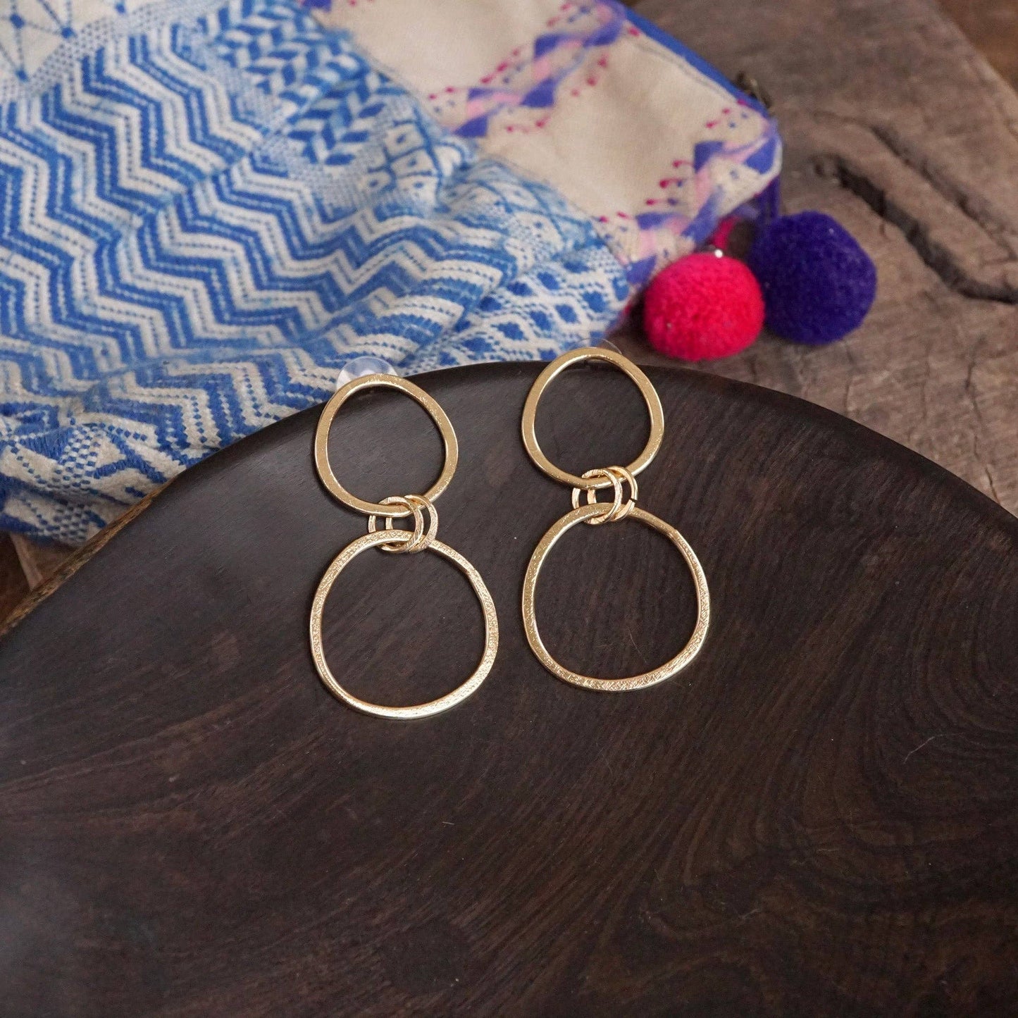 Golden Boho 2 Hoop Statement Earrings