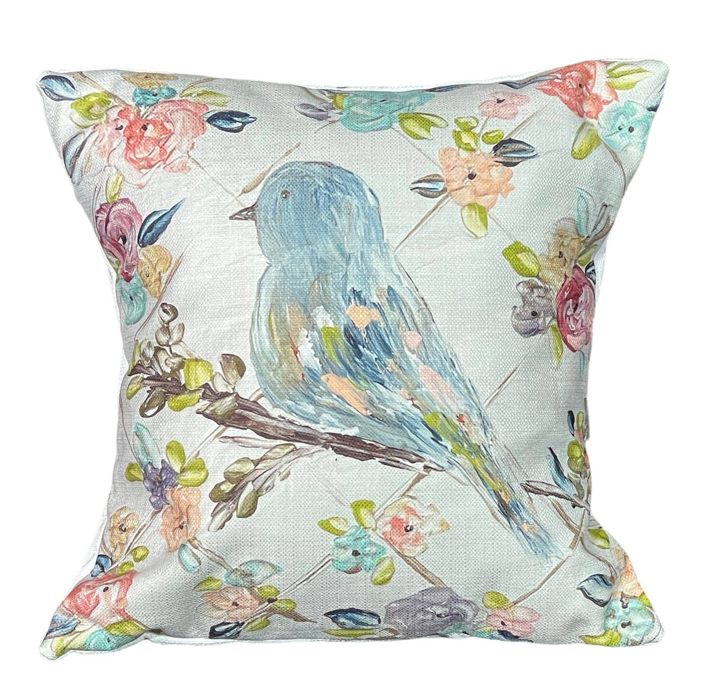 Floral Blue Bird Pillow