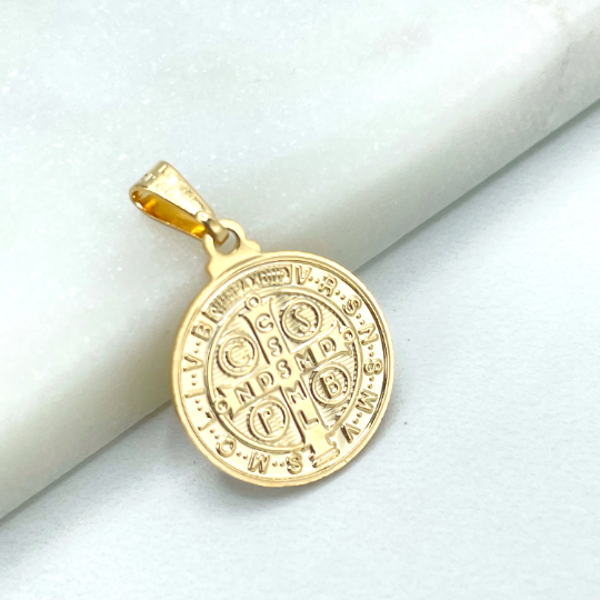 18k Gold Filled Saint Benedict Reversible Medal Pendant Charms