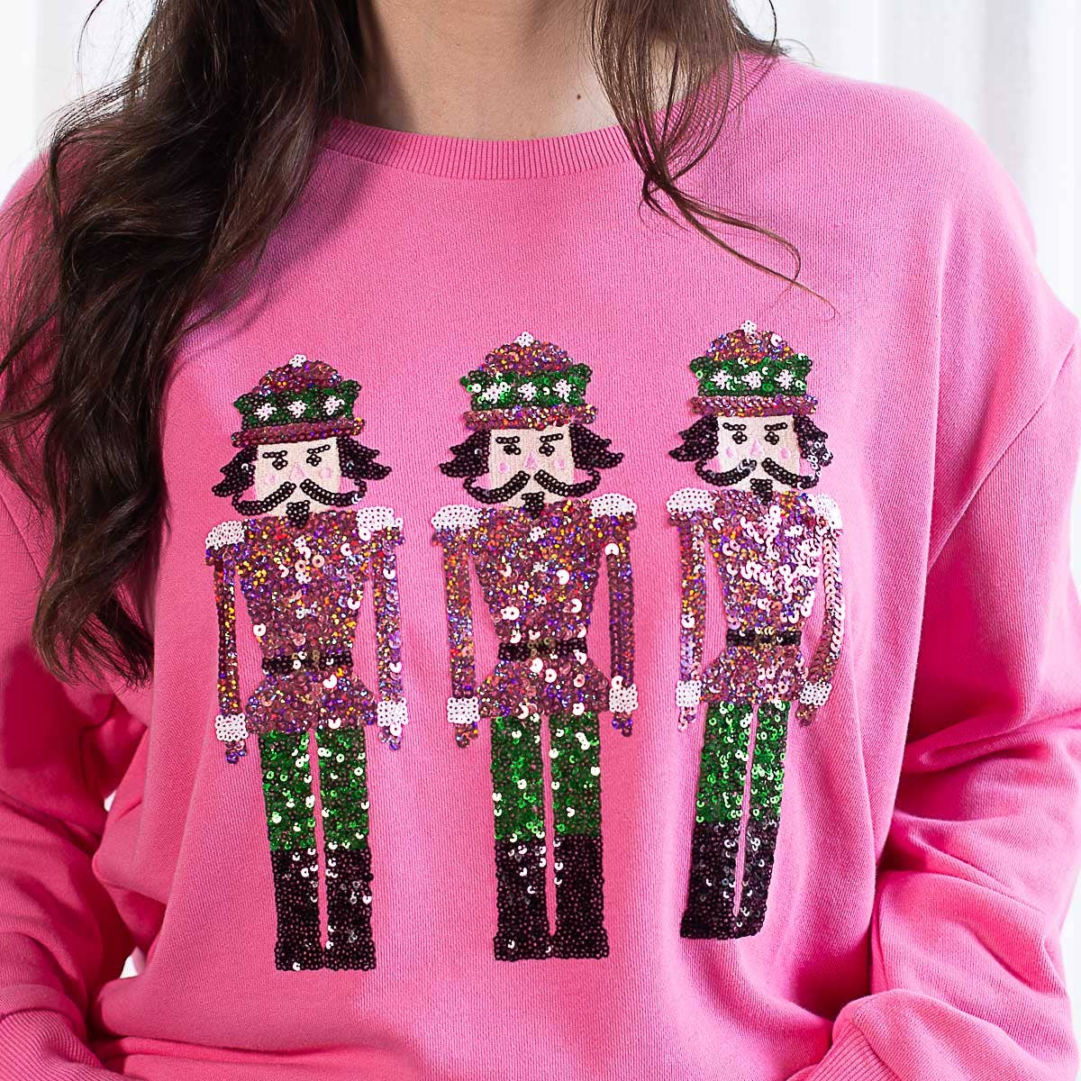 Nutcracker March Sequin Sweatshirt   Pink/Green   -Asst.