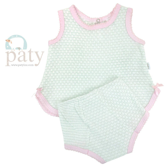 Paty Knit, 2 PC Sleeveless Diaper Set #336J