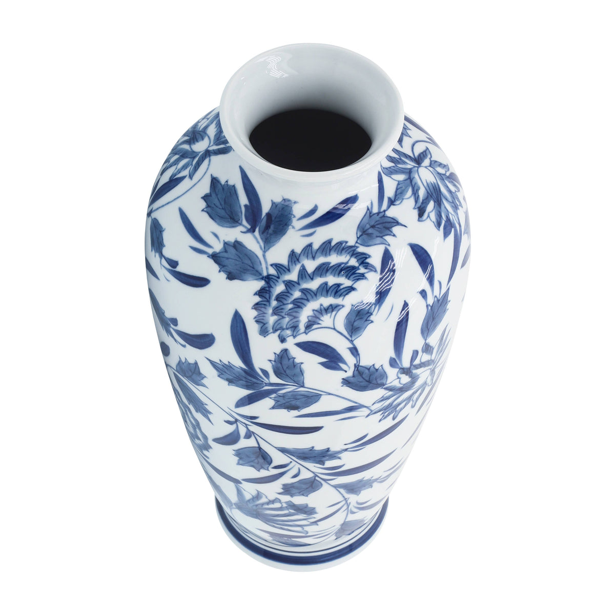 Decorative Vase - Blue/White Ceramic Chinoiserie, 13 in.