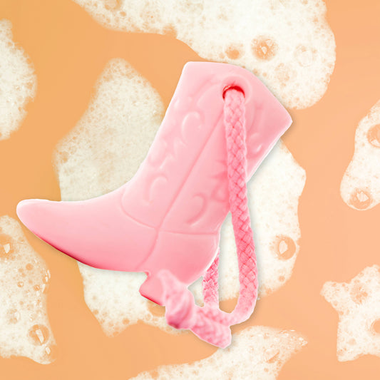 Western Pink Cowboy Boot Soap on a Rope