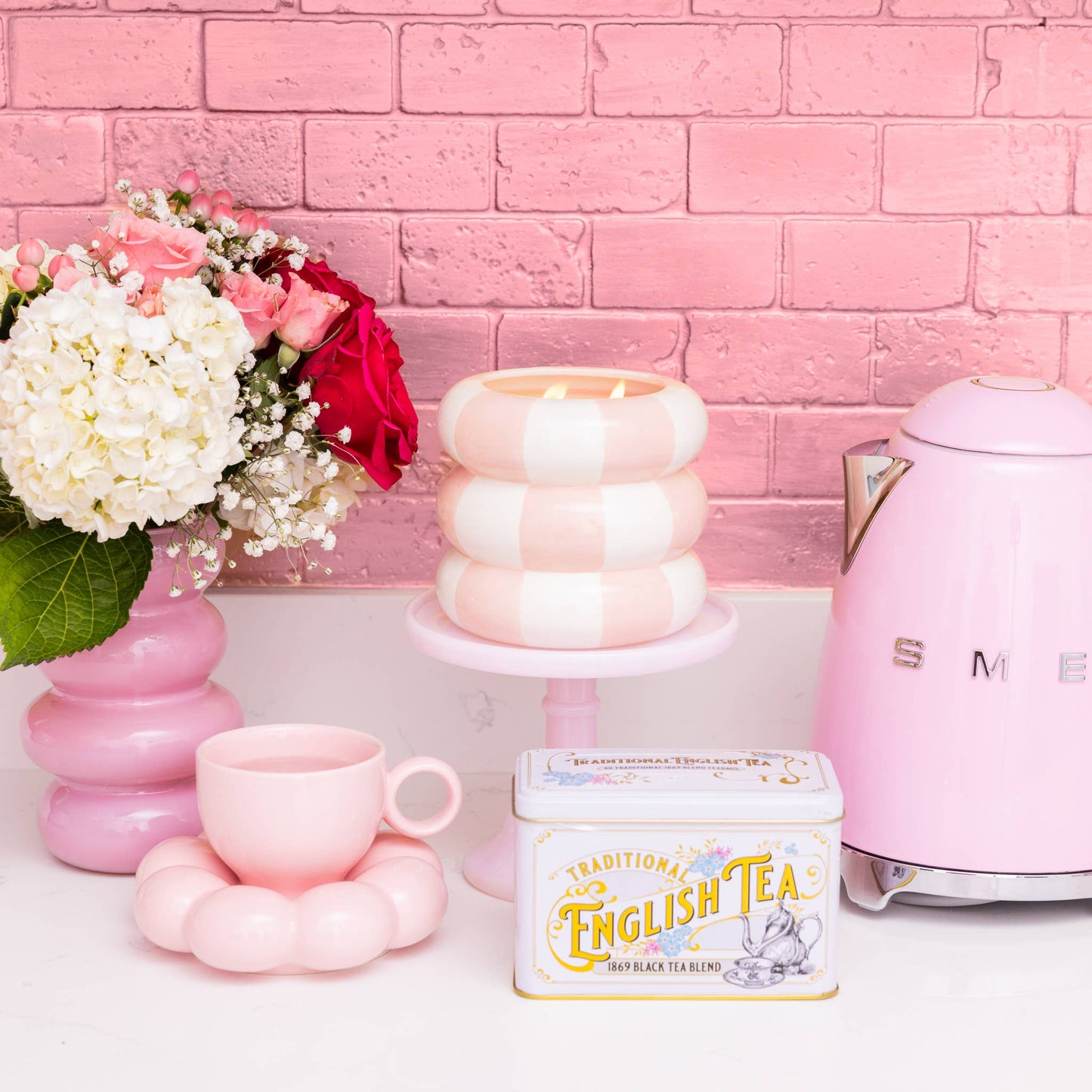 Sweet Grace Collection Candle #74 | Striped Pink Candle