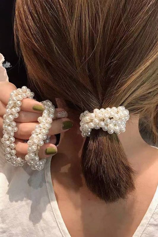 PEARL HAIR TIES FASHION ELASTIC HAIR SCRUNCHIES_CWAHA0129