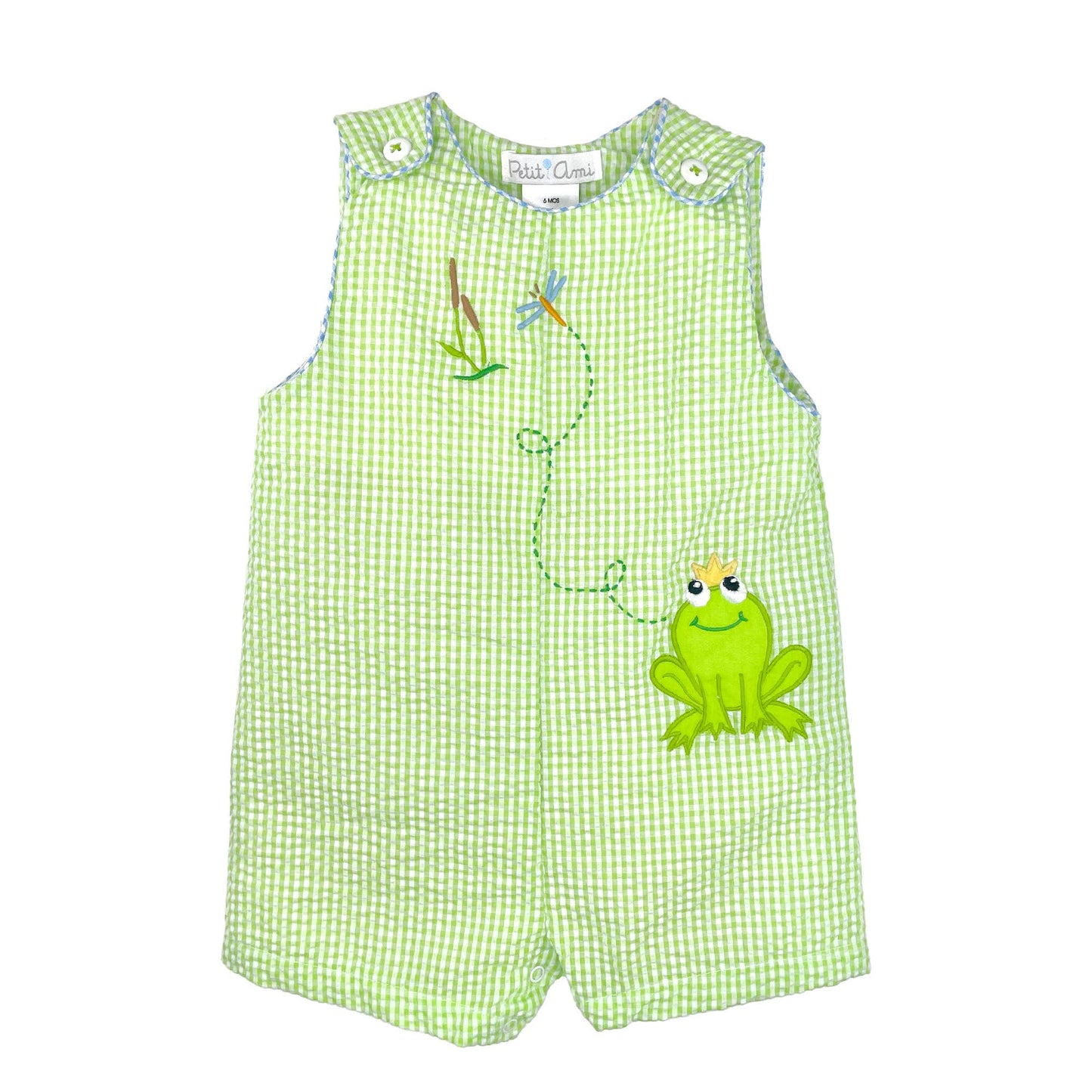 Sunsuit with Frog Applique and Embroidery