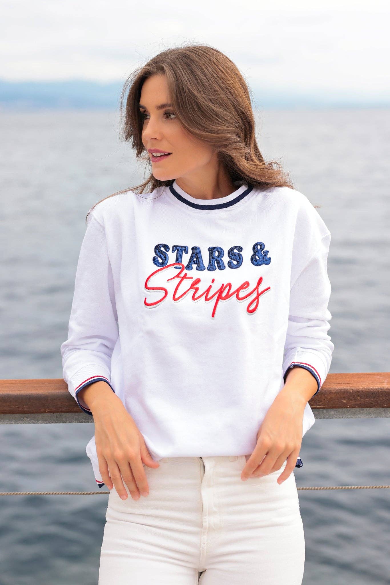 “STARS & STRIPES" SWEATSHIRTS, WHITE