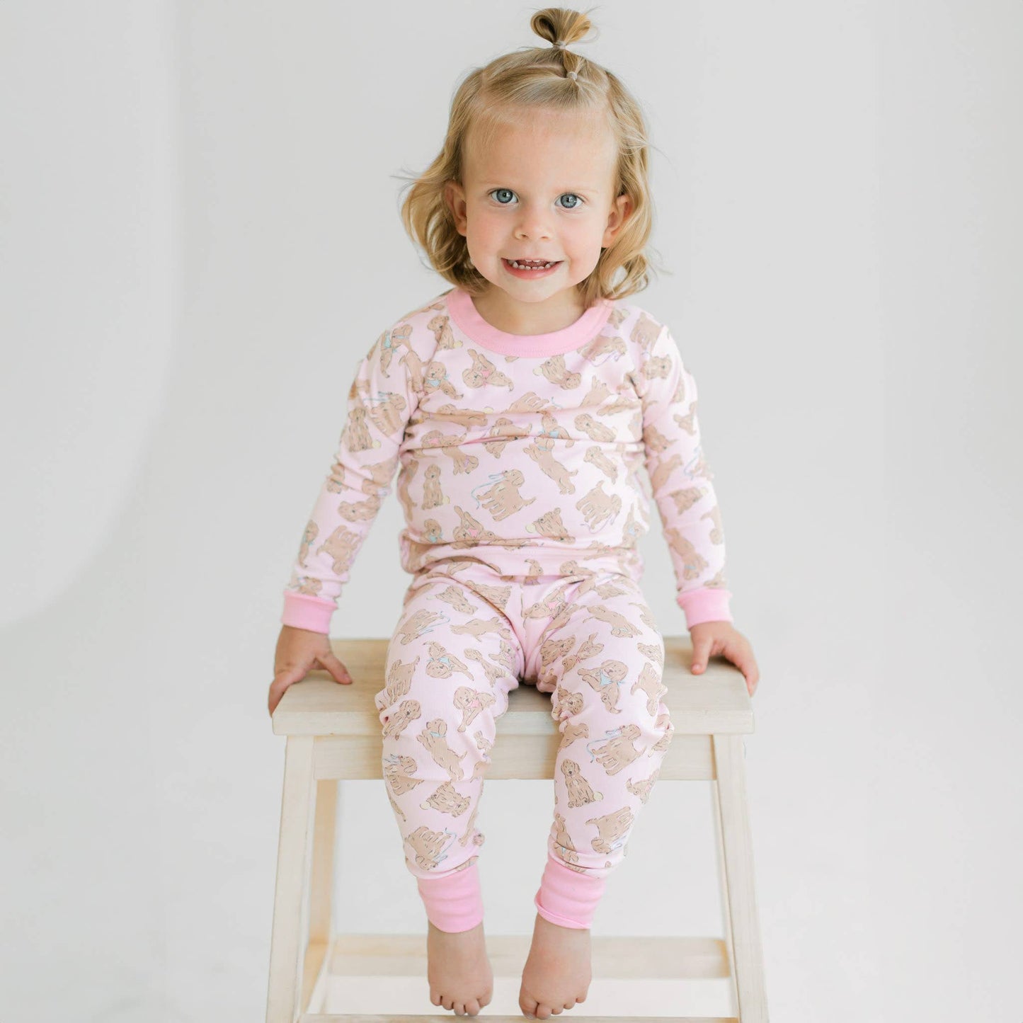 Golden Pup Long Pajamas - Pink