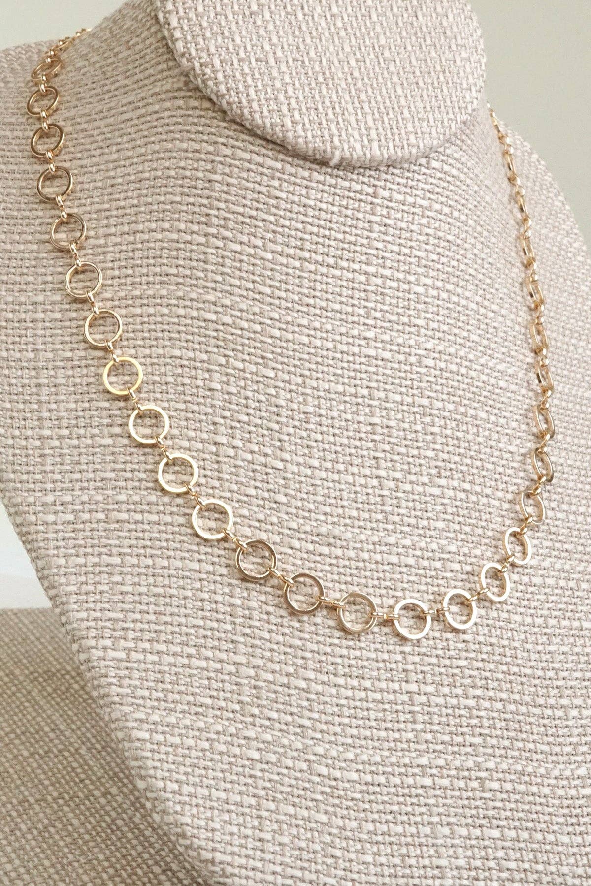 Small circle hoop links dainty chain necklace Gold Silver