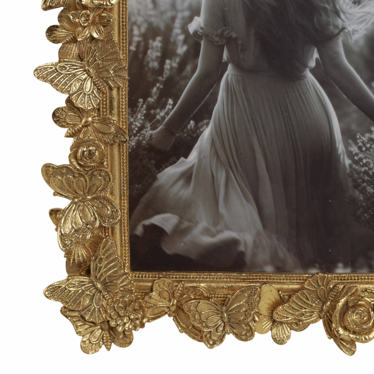 Picture Frame - Gold Polyresin Butterfly in Bloom  5x7 in.