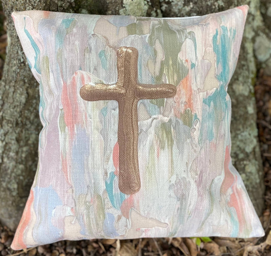 GA pastel cross pillow