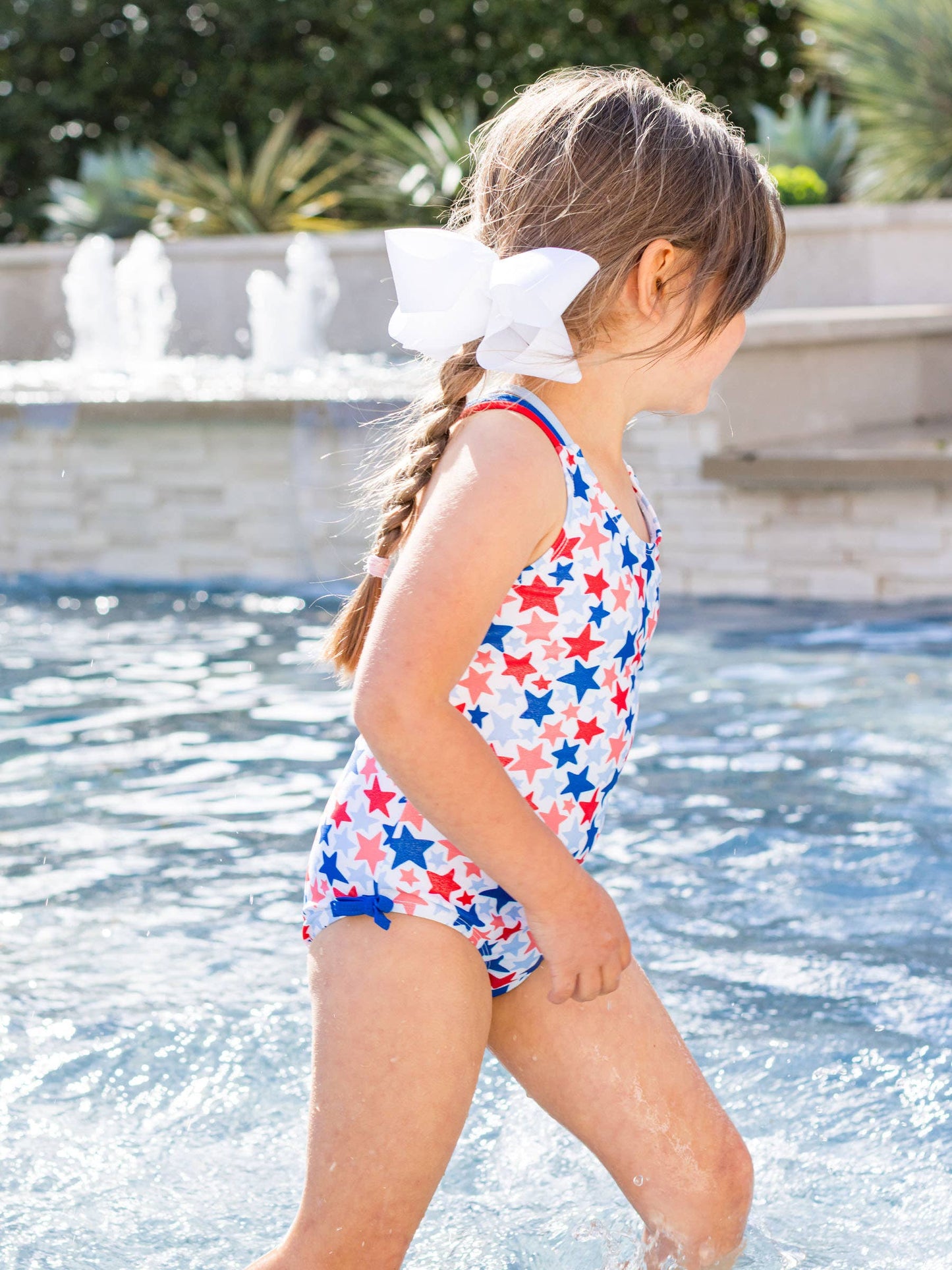 Shimmer Star Cross-Back One Piece Swimsuit