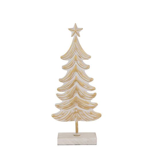 12.75" Tall Metal White & Burnished Gold Tree Christmas