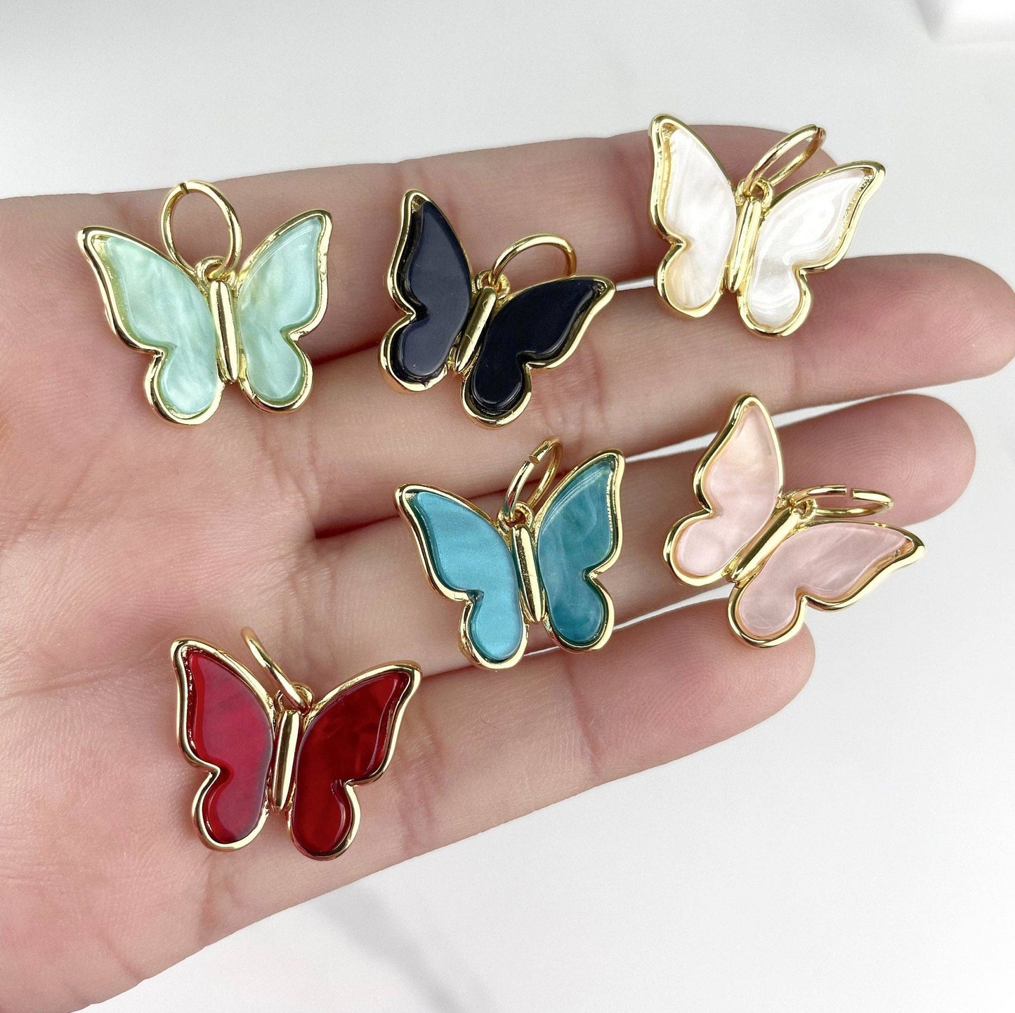 18k Gold Filled Acrylic Butterfly Charms