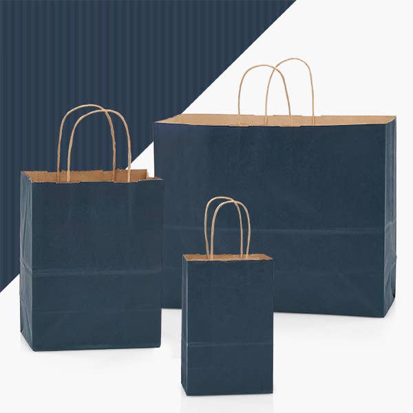Recycled Shadow Stripe Kraft Paper Shopping Bags