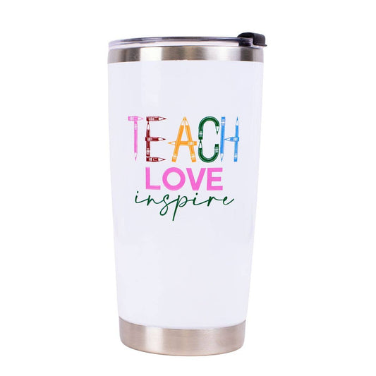 Teach Love Inspire Tumbler   White/Multi   20oz.