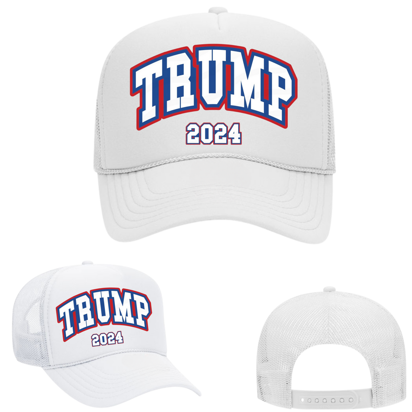 Trump 2024 T-Shirts, Sweatshirts & Trucker Hats- White  