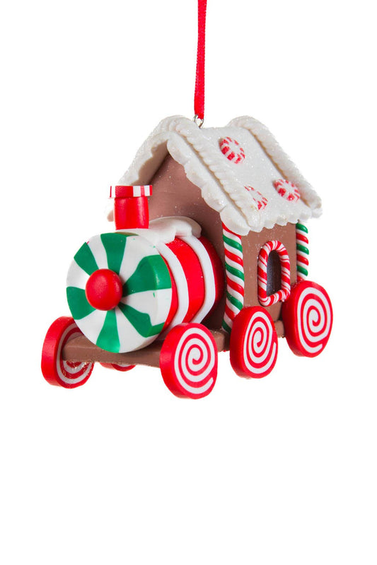 NEW - Hanging Brown Candycane Train LED Ornament