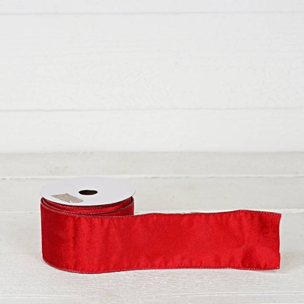 R32940-Wired Ribbon-Red Velvet w. Metallic Red back (2.5inW)