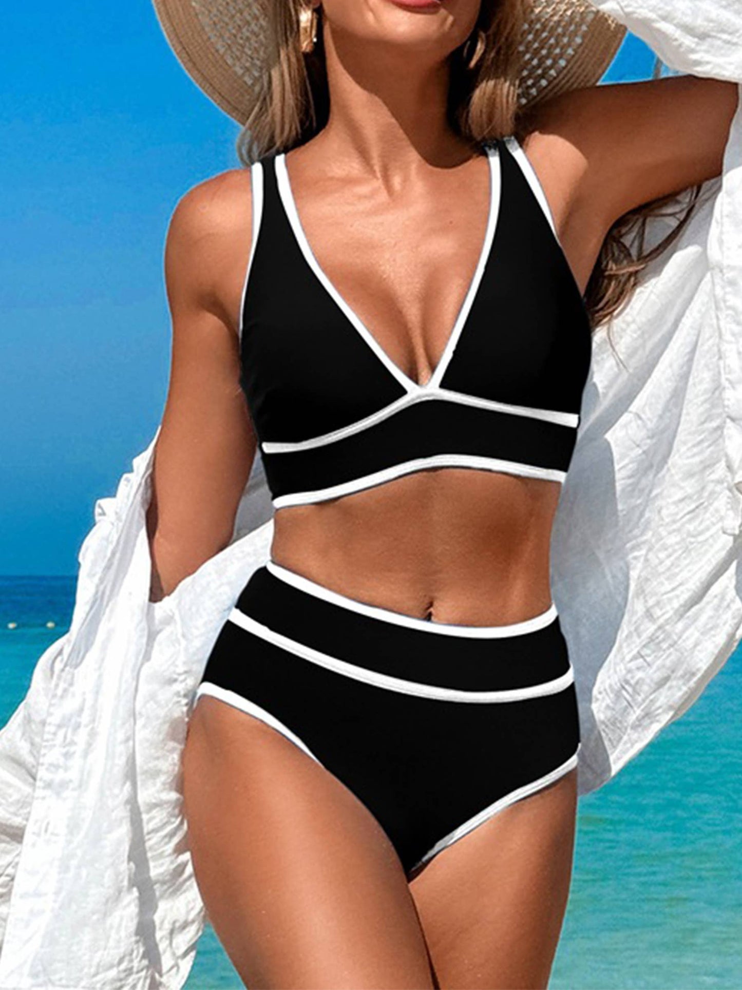Color Blocked Split Swimsuit
