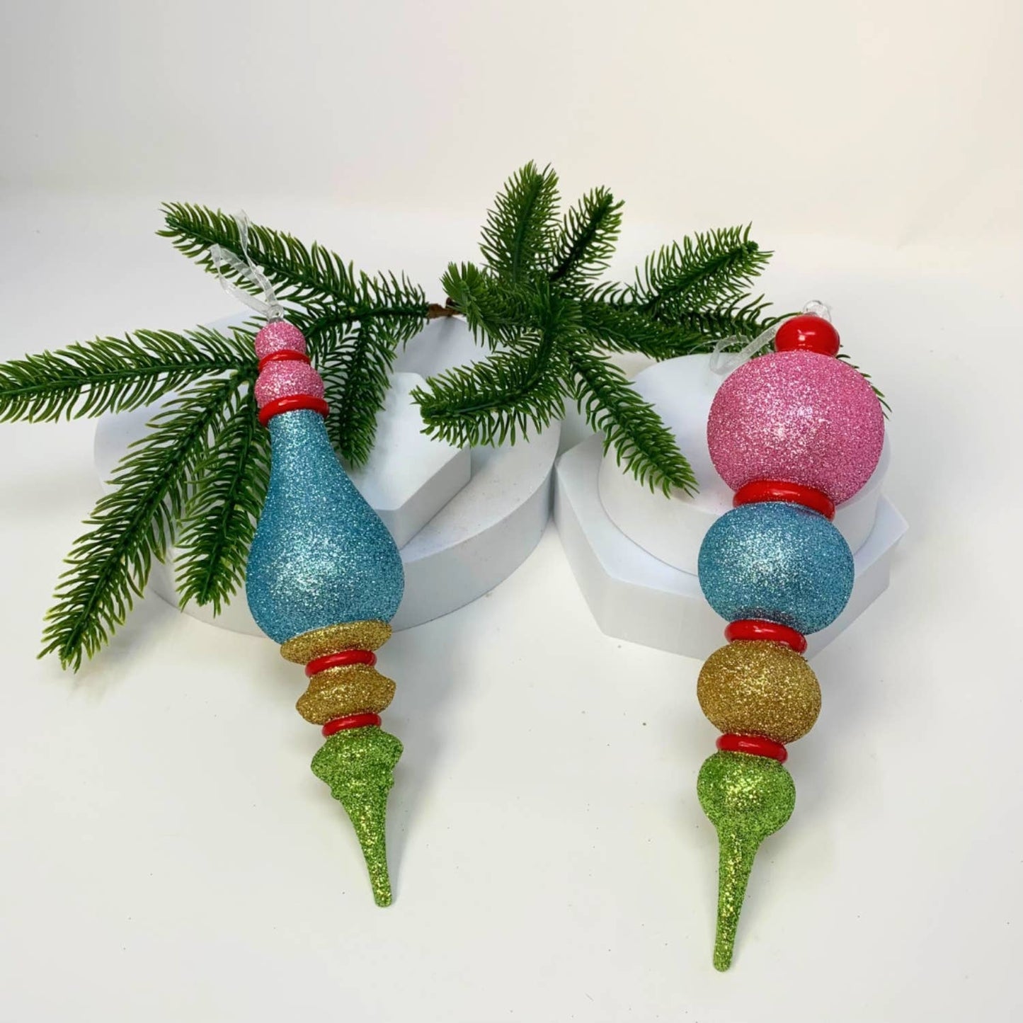 GORGEOUS GLITTER MULTI COLOR FINIAL ORNAMENT 8"