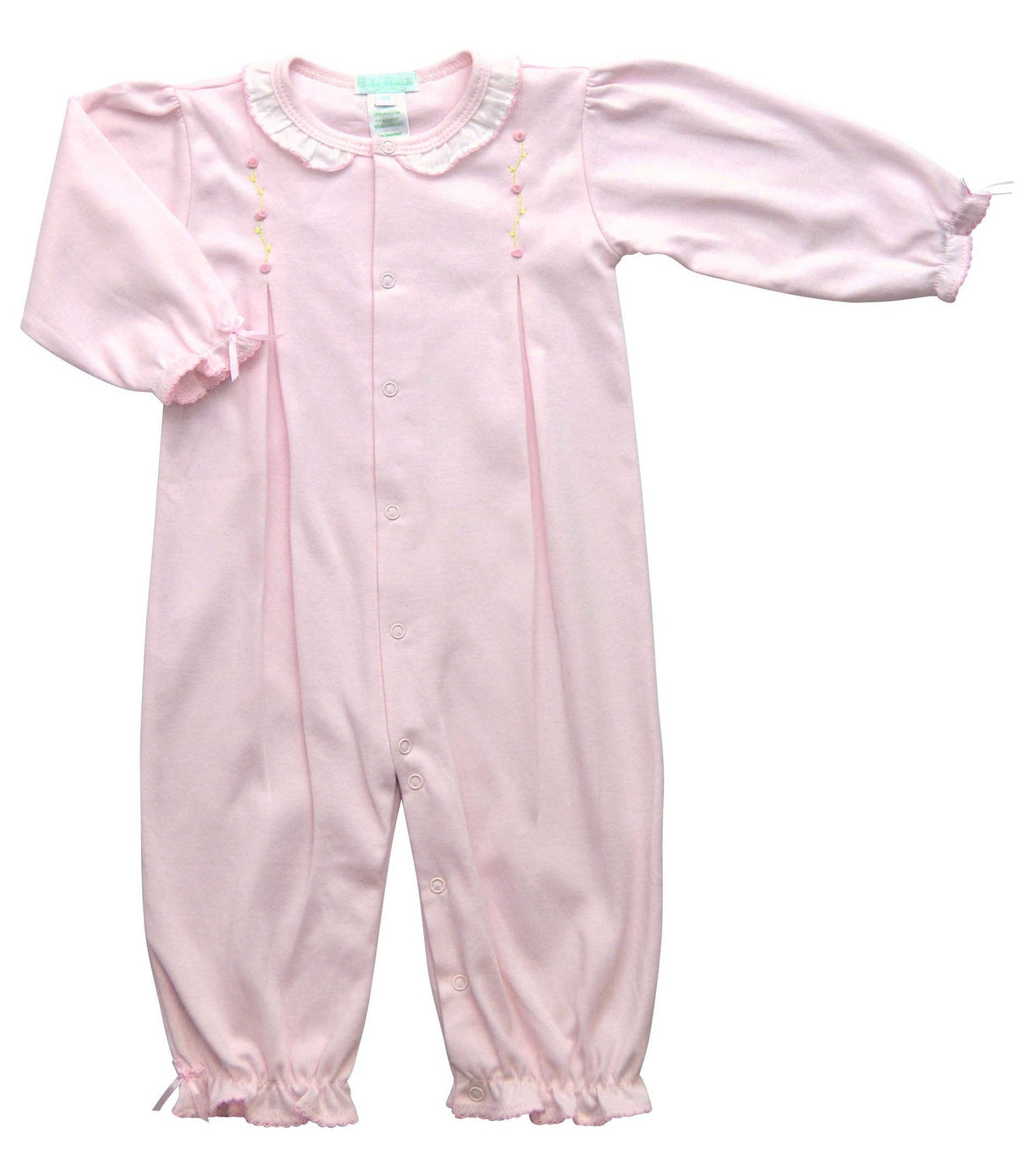 Pink Feathers & Rose Buds Baby Pima Cotton Converter Gown