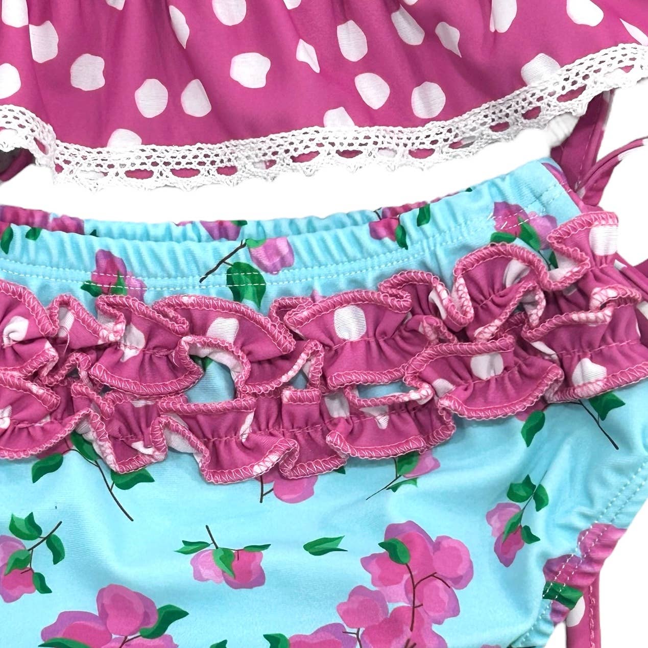 Girls Swimsuit - Ruffle Tankini - Bougainvillea