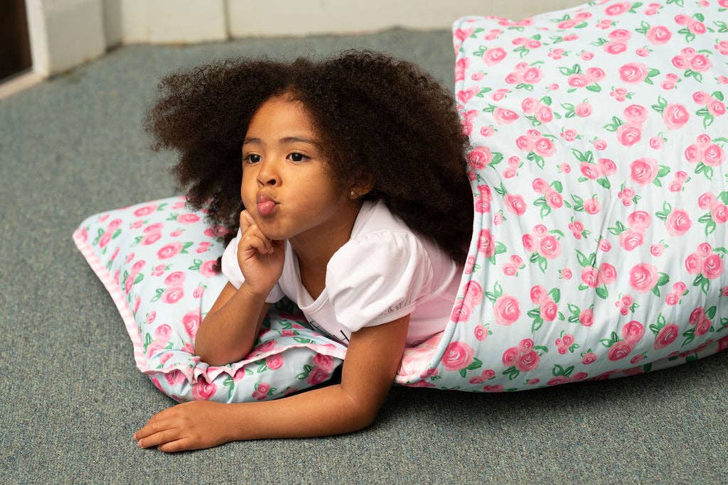 Watercolor Roses & Pink Gingham Nap Mat