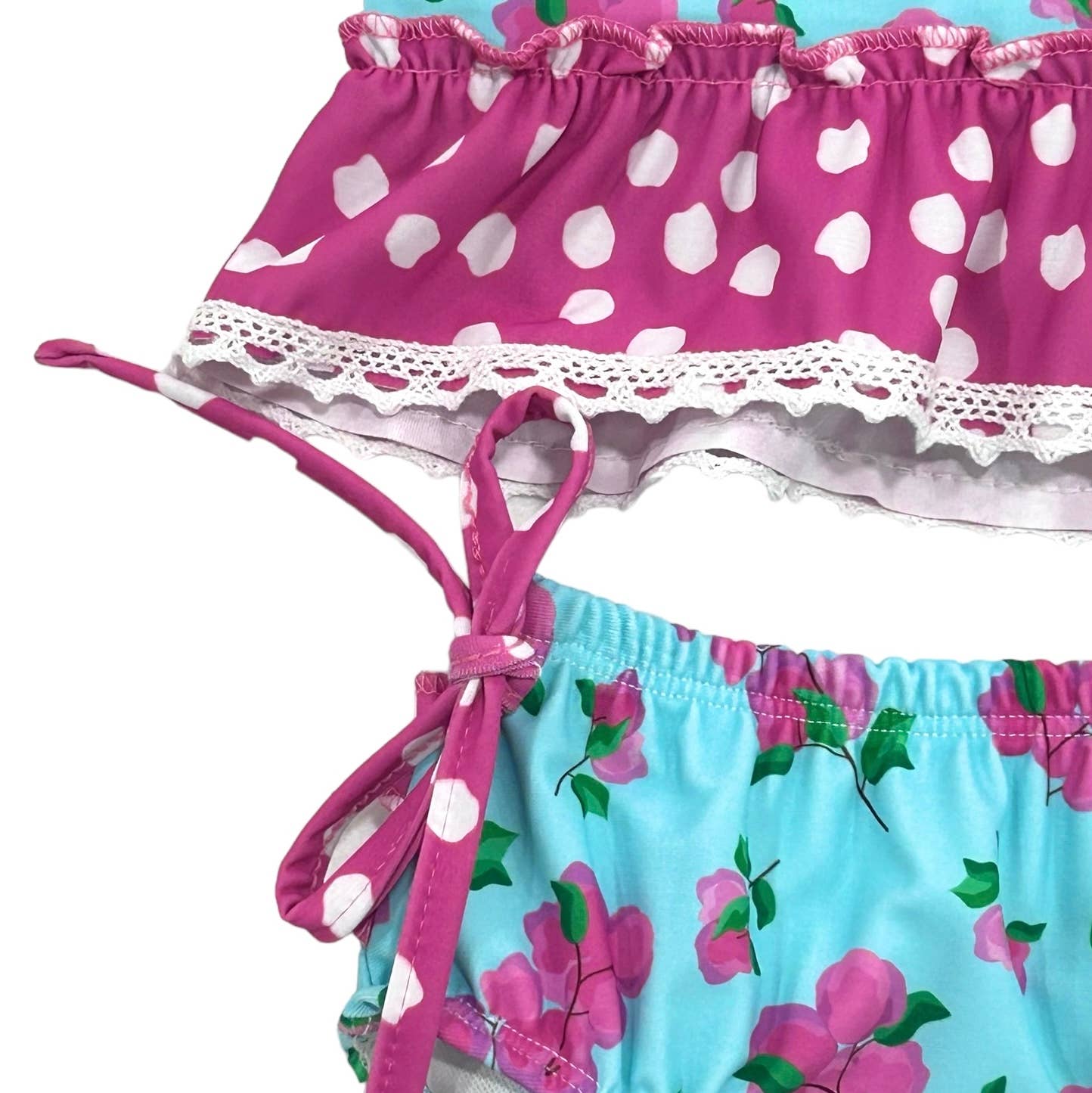 Girls Swimsuit - Ruffle Tankini - Bougainvillea