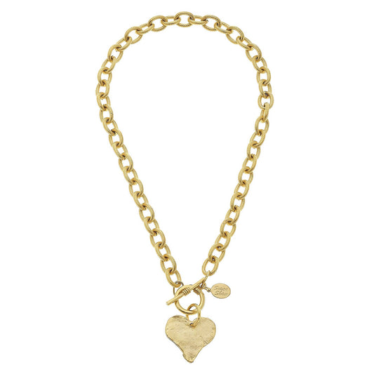 Handcast Heart Toggle Necklace 16”