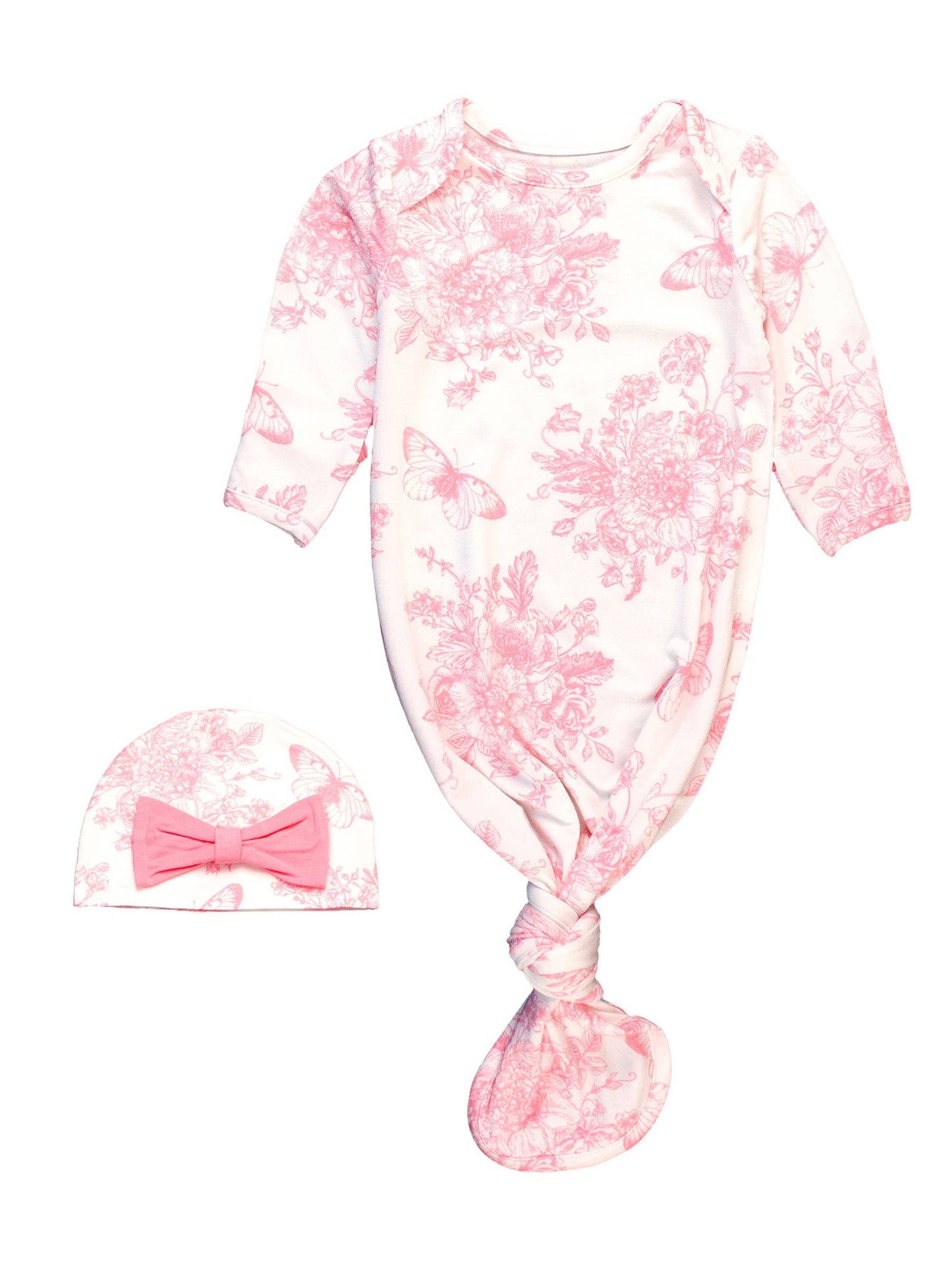 Bubblegum Pink Bamboo Ruffle Gown & Hat