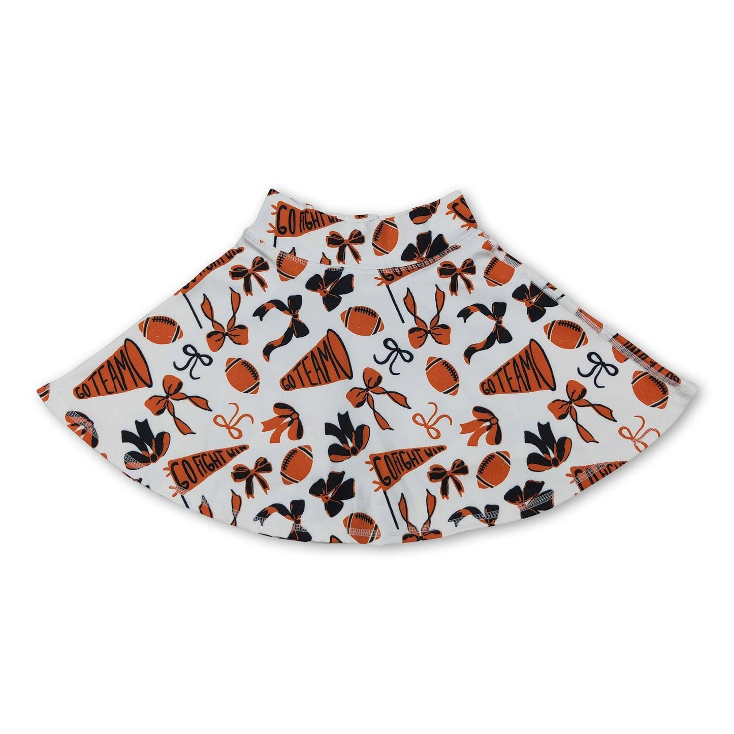 Orange bow football go team kids girls activewear skirt