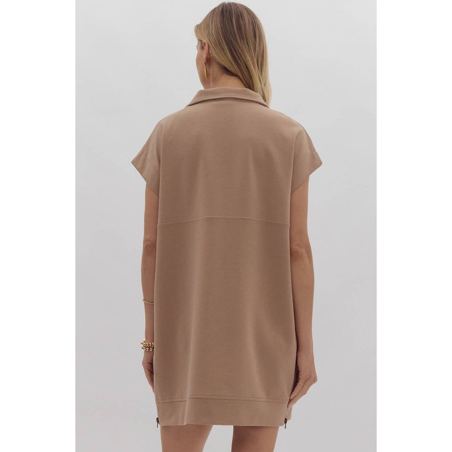 Solid short sleeve sweater dress