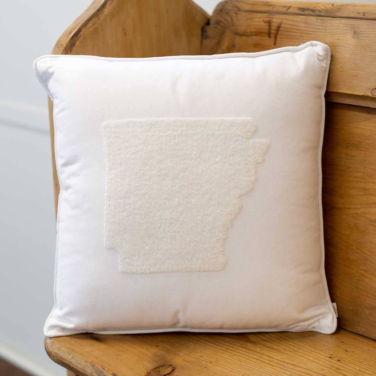 Arkansas Embroidered Pillow   Soft White   16x16