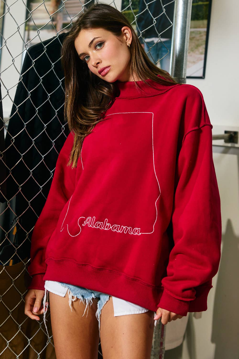 IT2594S-AR | 'Arkansas' State Map Embroidered Mock-neck